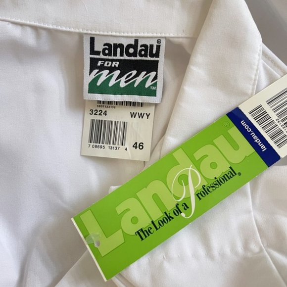Mens Lab Coat Consultation Scrub Jacket 46 White Landau 3224 Relaxed Fit XL - Picture 3 of 11